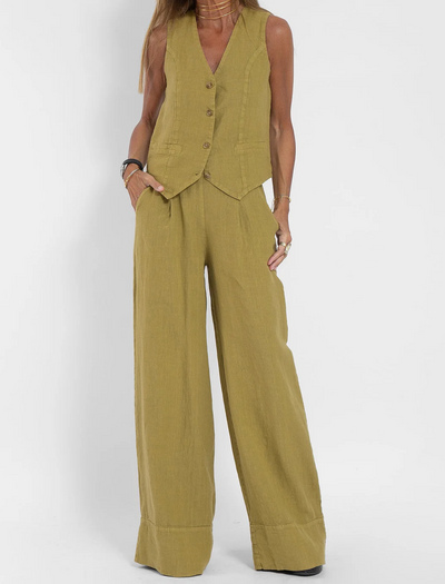 Classy: set combinato di camicia e pantaloni in lino 