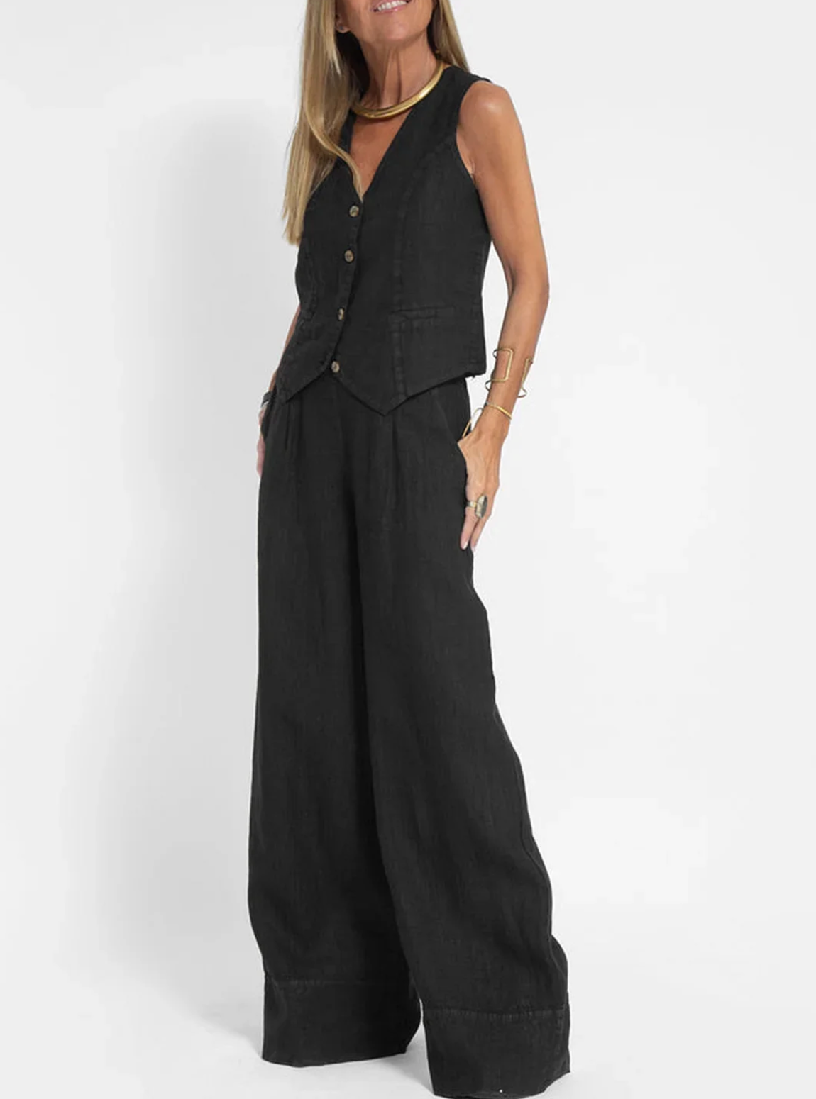 Classy: set combinato di camicia e pantaloni in lino 