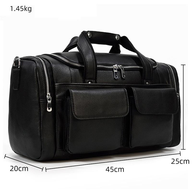 CHARLEROI | Schwarze Reisetasche aus Leder