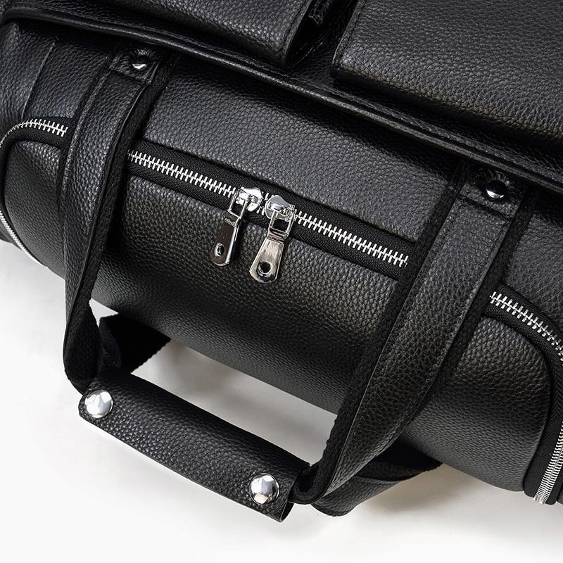 CHARLEROI | Schwarze Reisetasche aus Leder