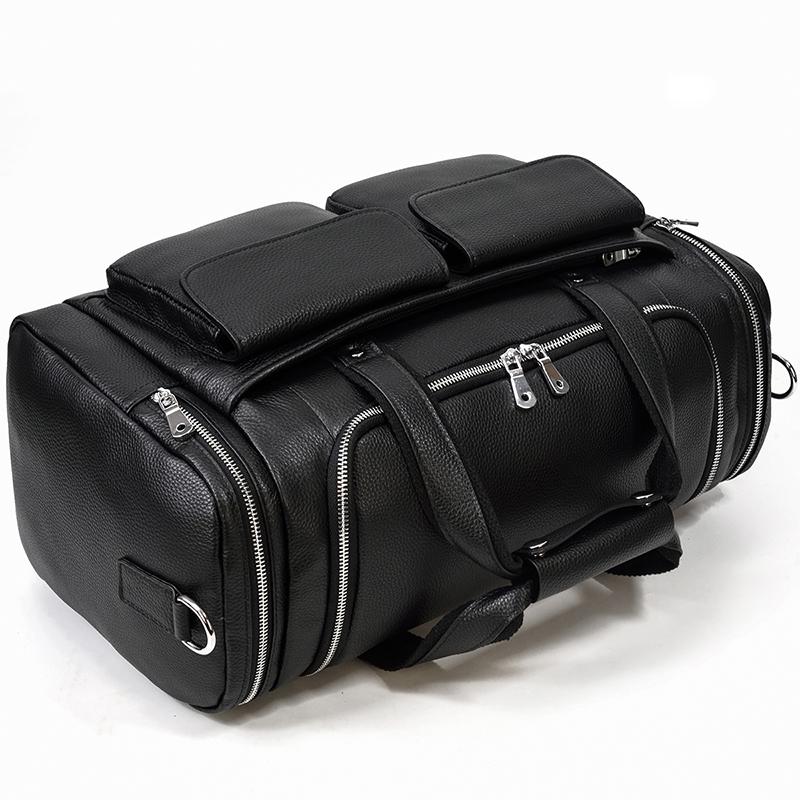 CHARLEROI | Schwarze Reisetasche aus Leder