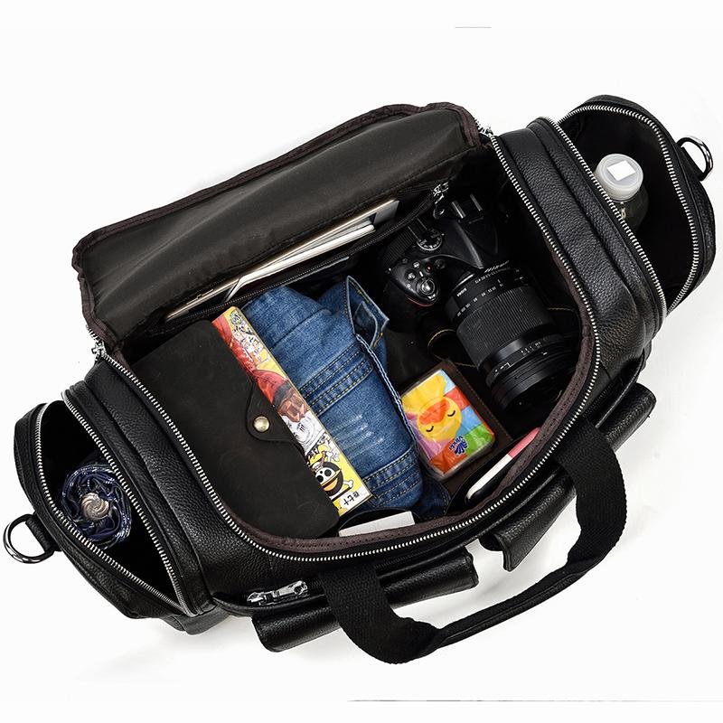 CHARLEROI | Schwarze Reisetasche aus Leder