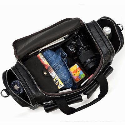 CHARLEROI | Schwarze Reisetasche aus Leder