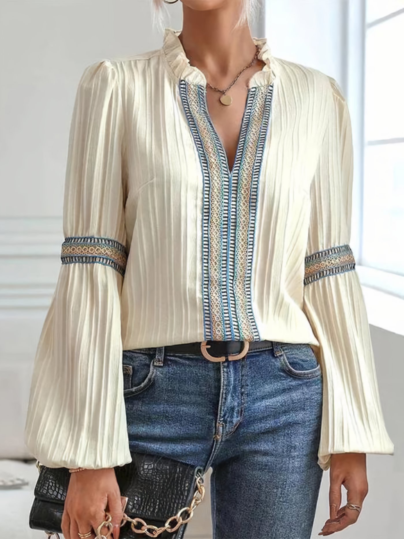 Colette™ - Wunderschöne Bluse mit V-Ausschnitt