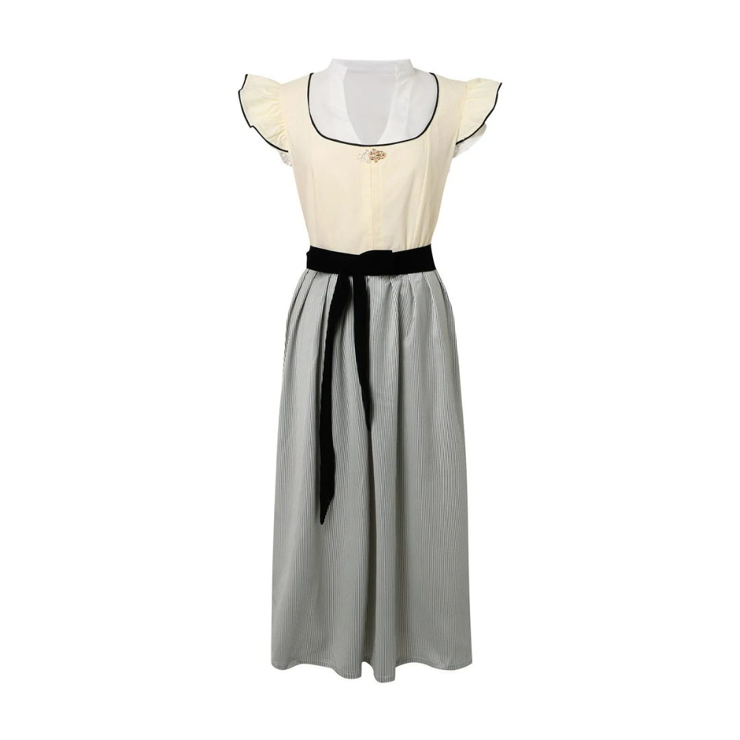 Elegantes Damen Oktoberfest Dirndlkleid mit schicker Schürze, formvollem Schnürmieder und authentischen Details