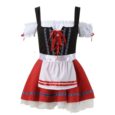 Elegantes Damen Sommer-Dirndlkleid mit stilvoller Schürze, attraktiven Nähten und perfekt tailliertem Schnitt