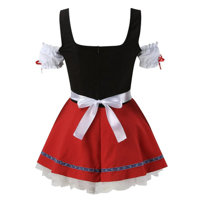 Elegantes Damen Sommer-Dirndlkleid mit stilvoller Schürze, attraktiven Nähten und perfekt tailliertem Schnitt