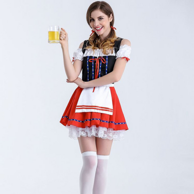 Elegantes Damen Sommer-Dirndlkleid mit stilvoller Schürze, attraktiven Nähten und perfekt tailliertem Schnitt