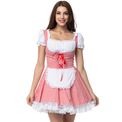 Stilvolles Damen-Herbst-Dirndl schulterfrei mit trendigem Karomuster