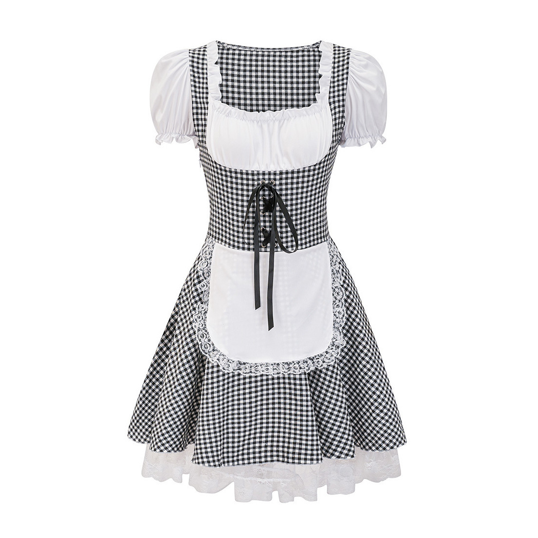 Stilvolles Damen-Herbst-Dirndl schulterfrei mit trendigem Karomuster