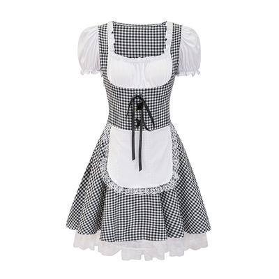 Stilvolles Damen-Herbst-Dirndl schulterfrei mit trendigem Karomuster