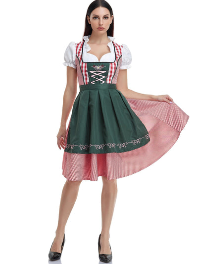 Elegantes Damen-Dirndl in Olivgrün mit passender Schürze – Traditioneller Schnitt für Festlichkeiten