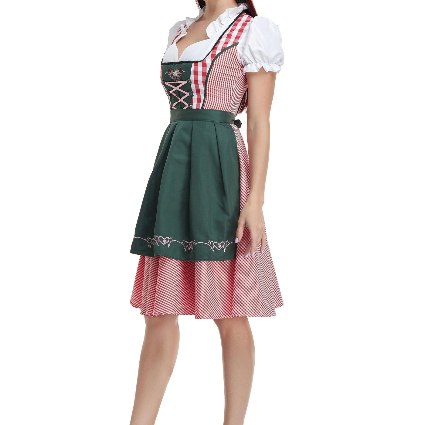 Elegantes Damen-Dirndl in Olivgrün mit passender Schürze – Traditioneller Schnitt für Festlichkeiten