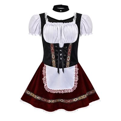 Elegantes Damen Mini-Dirndl mit Stilvollem quadratischem Ausschnitt und Dekorativer Bordüre
