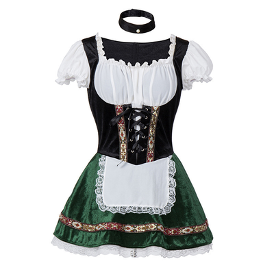Elegantes Damen Mini-Dirndl mit Stilvollem quadratischem Ausschnitt und Dekorativer Bordüre