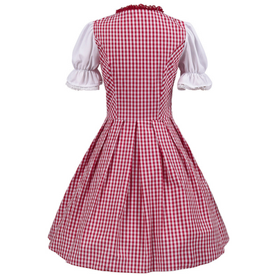 Elegantes Damen-Dirndlkleid mit charmantem Karomuster und stilvollem Rüschenbesatz für festliche Anlässe