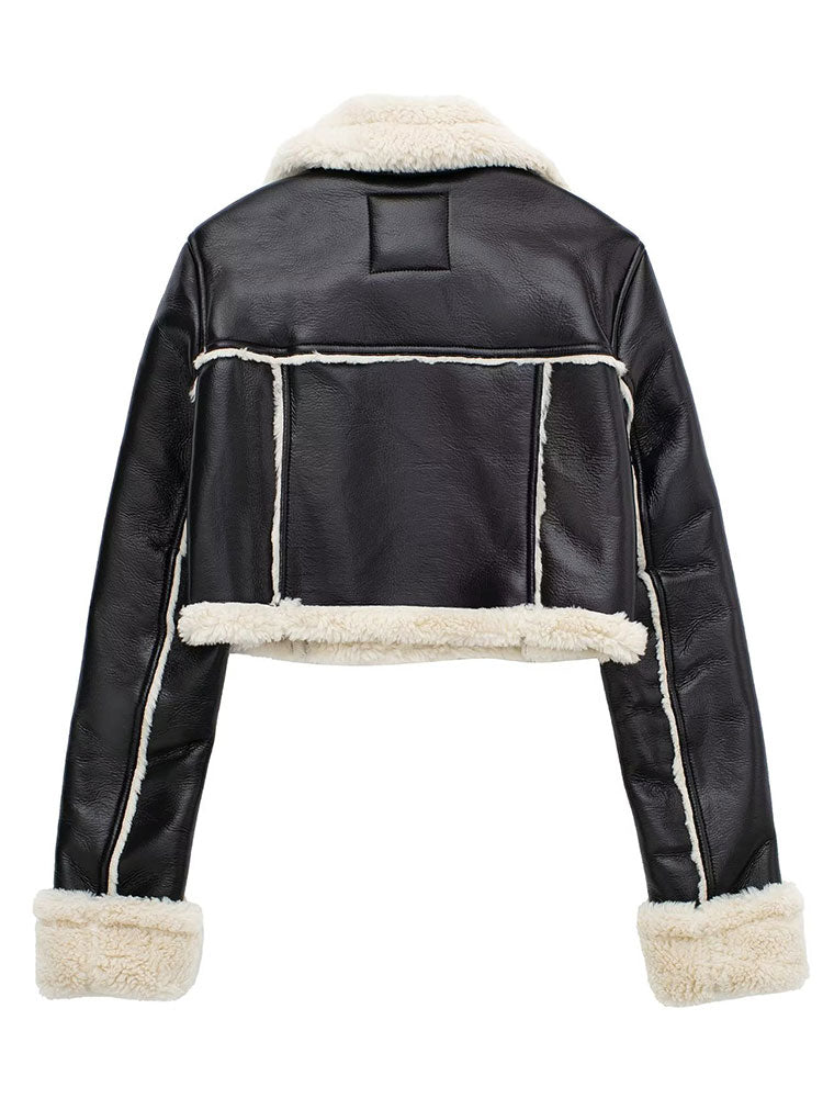 Leyla -  Teddykragen-Cropped-Jacke
