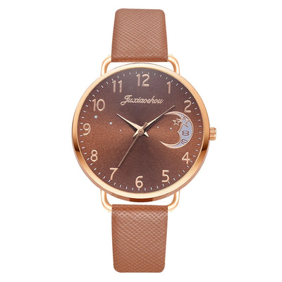 Set mit Uhr und Armbändern | Mondzahlen-Zifferblatt