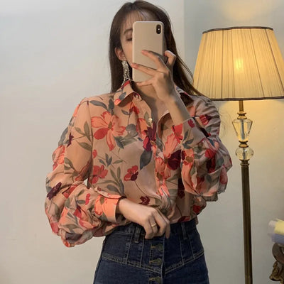 Annie - Vintage Blumen druck Blusen