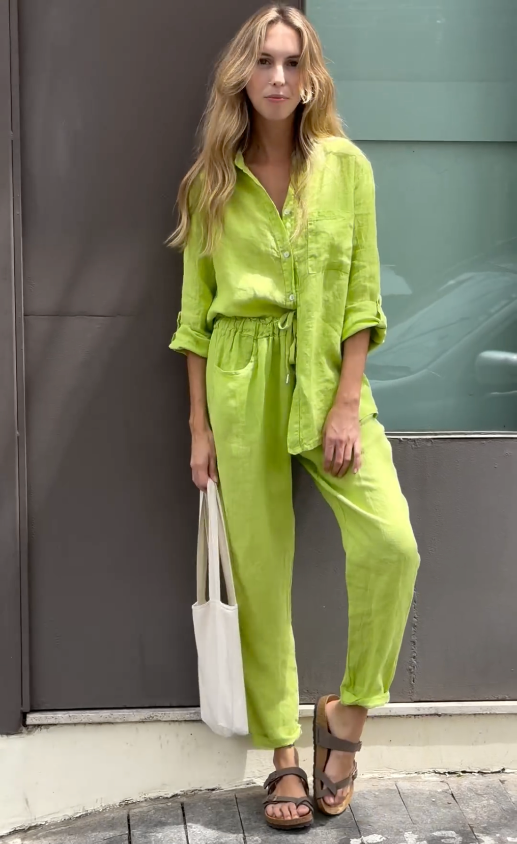 Sunny - set misto lino composto da camicia e pantaloni 