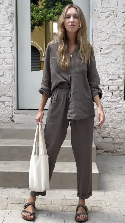 Sunny - set misto lino composto da camicia e pantaloni 