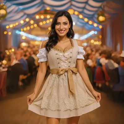 Elegantes Damen-Dirndlkleid mit kunstvoller Stickerei und stilvollem Miederoberteil