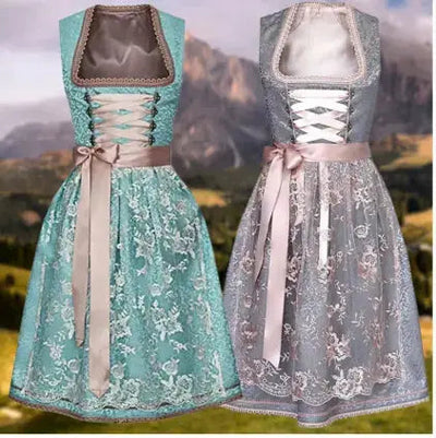Elegantes Damendirndlkleid zum Oktoberfest mit kunstvoller Stickerei und stilvollem Miederoberteil