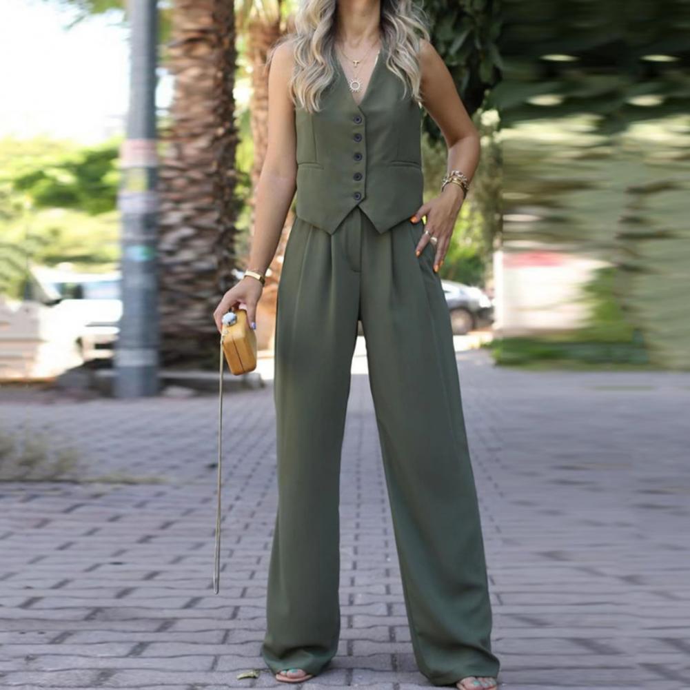 "DrapeWear" - Costume col V avec pantalon large 
