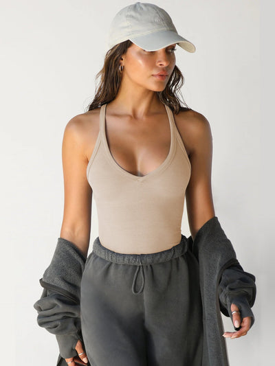 Caroline - Sexy Halter V-Neck Plain Sleeveless Top