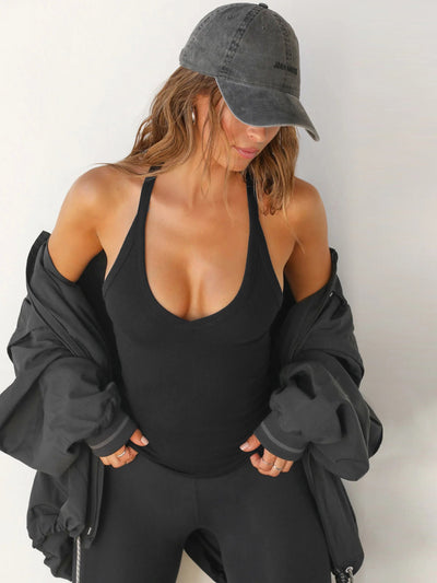 Caroline - Sexy Halter V-Neck Plain Sleeveless Top
