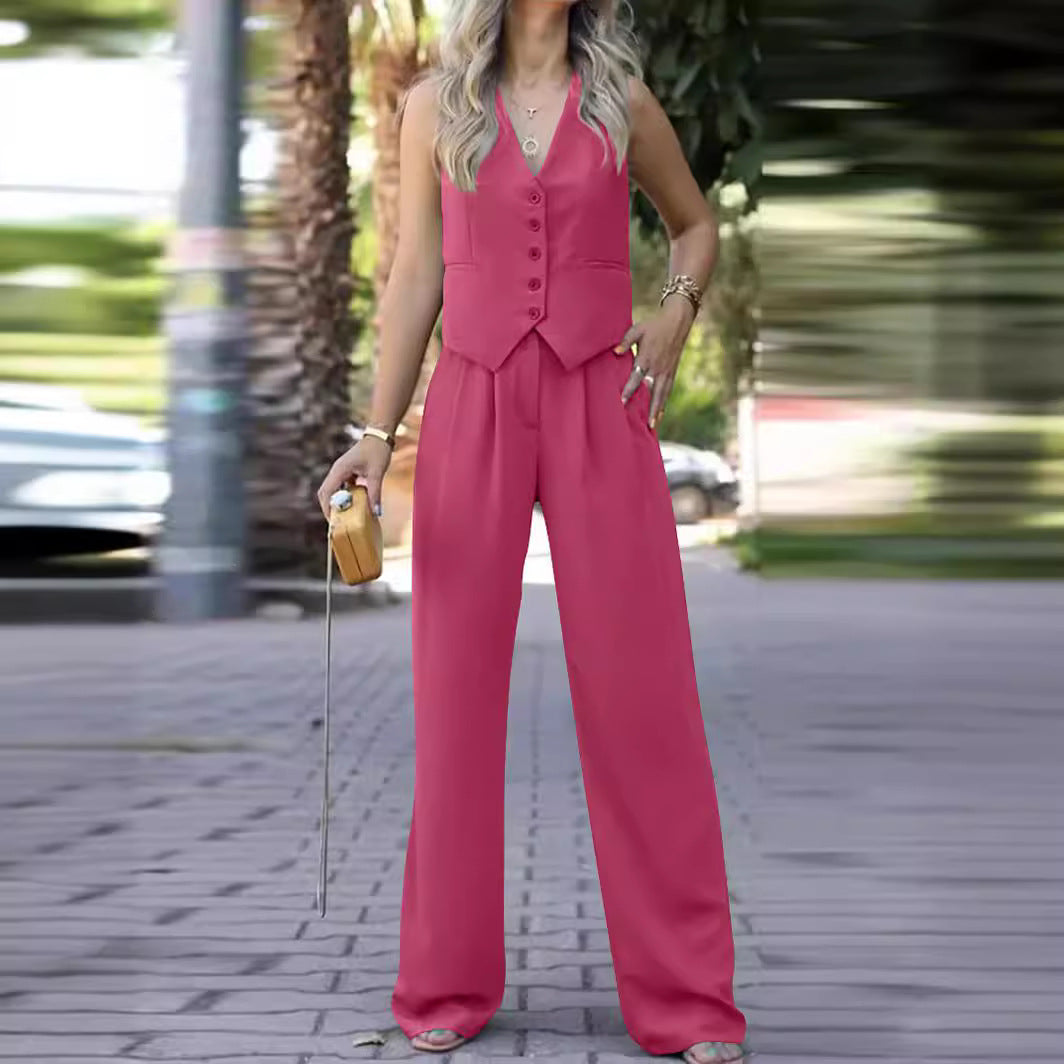 "DrapeWear" - Costume col V avec pantalon large 
