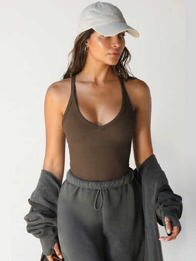 Caroline - Sexy Halter V-Neck Plain Sleeveless Top