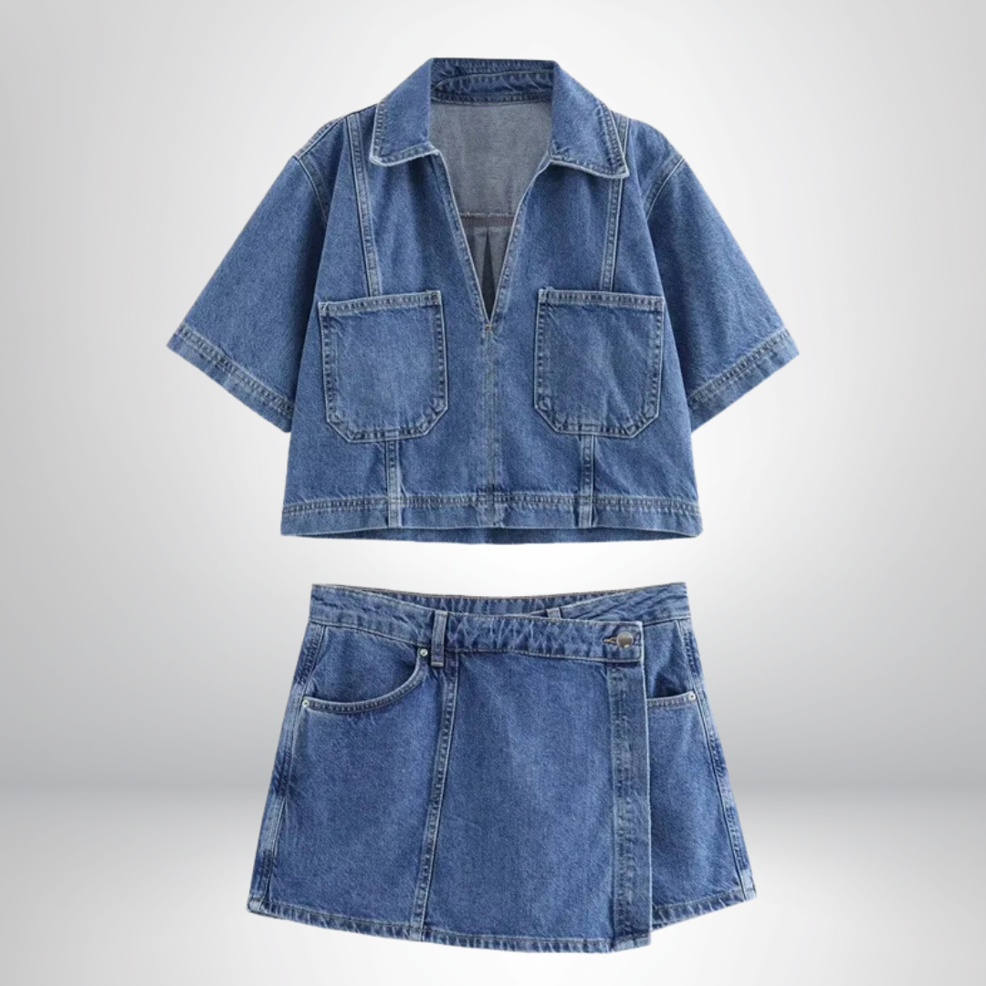 Sofia® | V-Ausschnitt Denim-Set