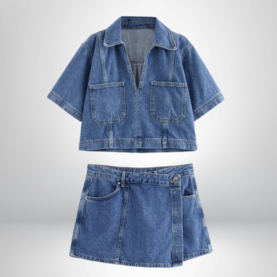 Sofia® | V-Ausschnitt Denim-Set