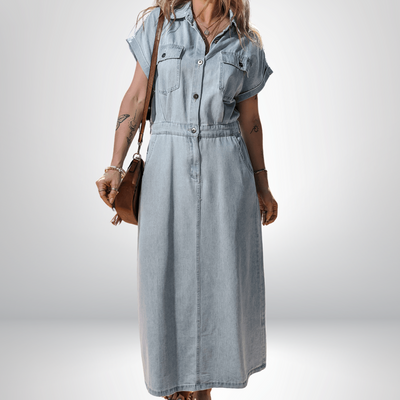 Sofia® | Elegantes Jeanskleid mit kurzen Fledermausärmeln