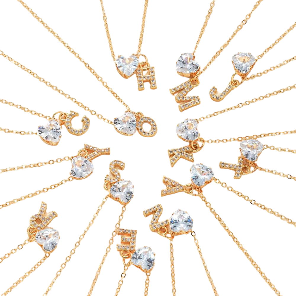 Collana Anna - lettera individuale con diamante a cuore