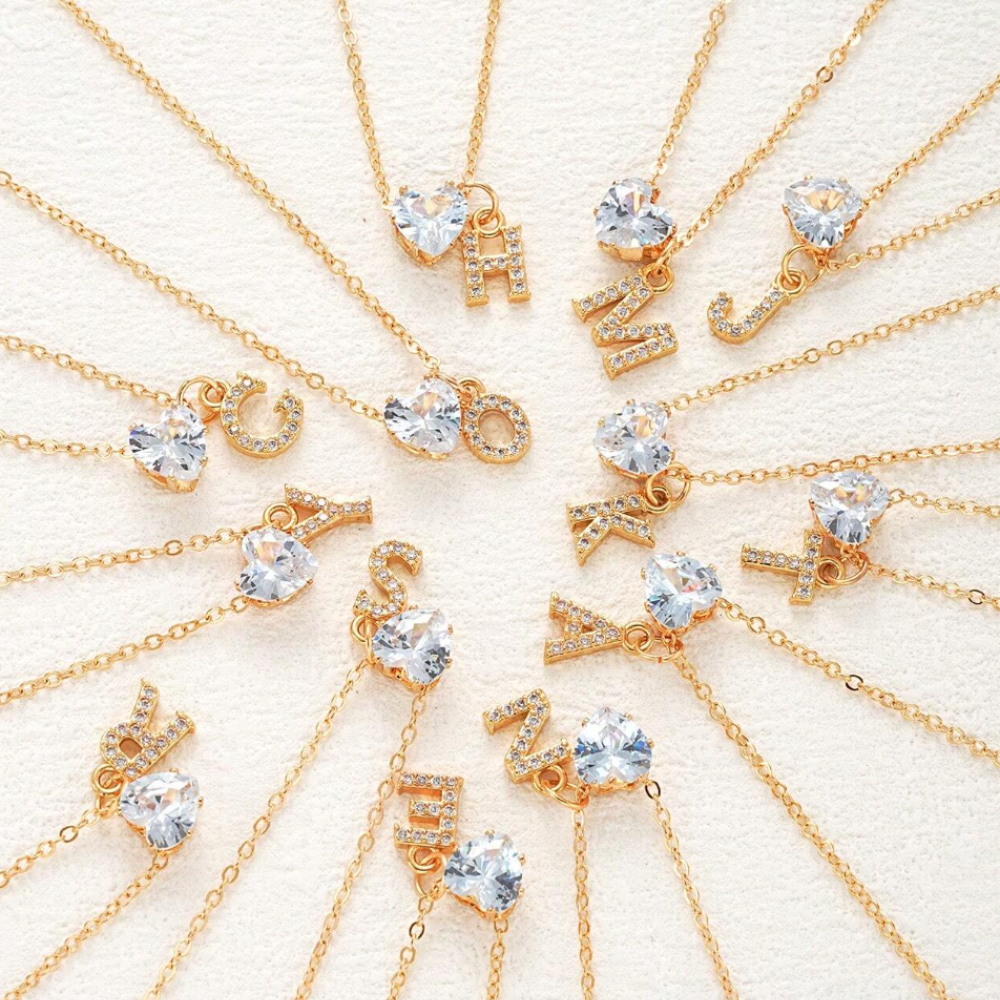 Collana Anna - lettera individuale con diamante a cuore