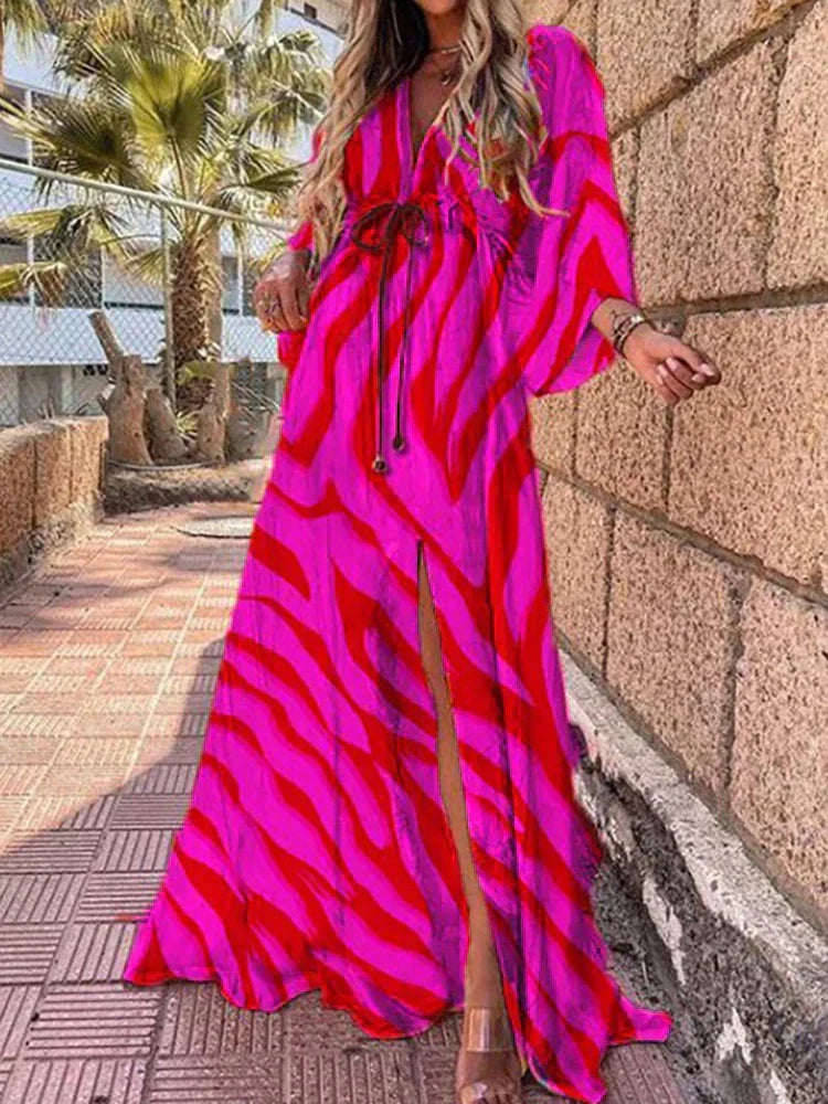 Kiana - Elegant bedrucktes Beach Cover Up Kleid