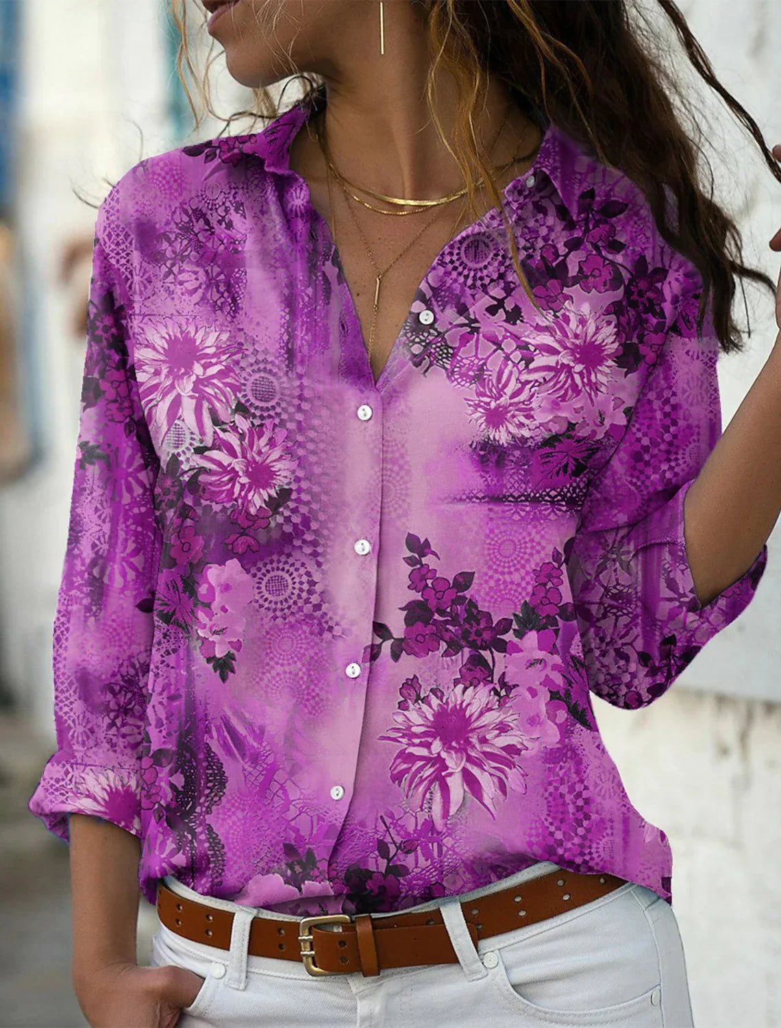 Mila - Vintage Blumen druck Blusen