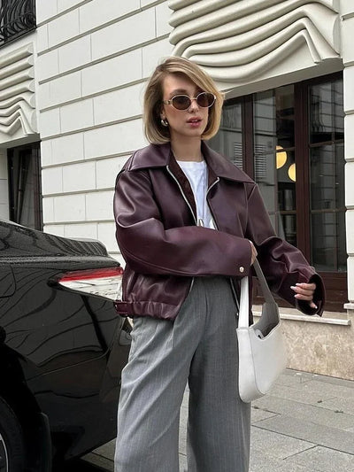 Hermana - Elegante Leder-Bomberjacke