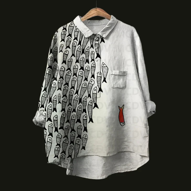 Rael | Bequemes Vintage-Shirt mit Fischdesgin