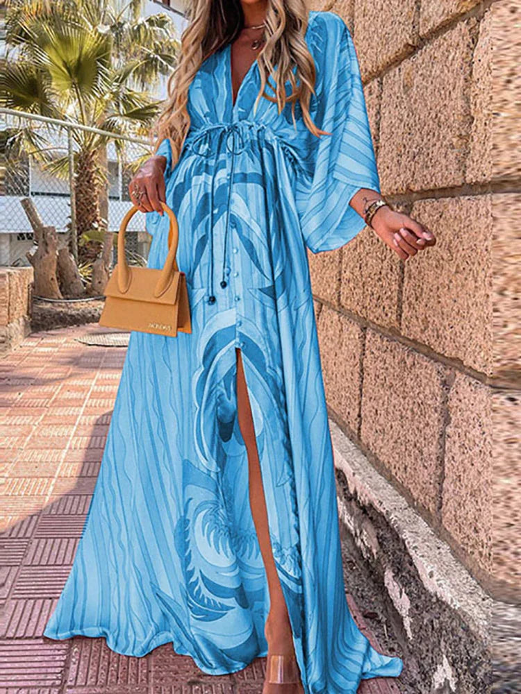 Kiana - Elegant bedrucktes Beach Cover Up Kleid