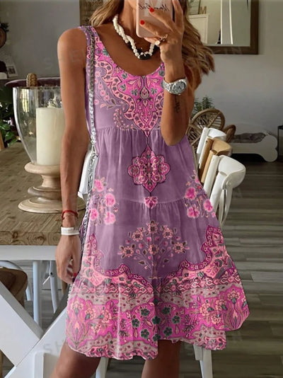 Emma -  Vintage Ärmellose Kleider mit Drück