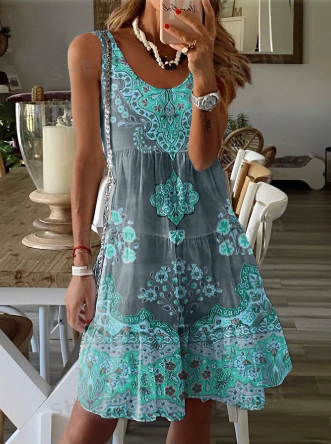 Emma -  Vintage Ärmellose Kleider mit Drück