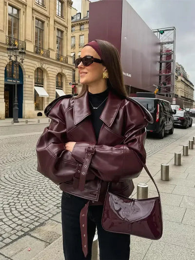 Air | Kurzer Trenchcoat aus veganem Leder