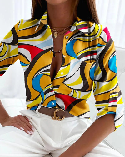 Fiona - Bunte Leinen Bluse