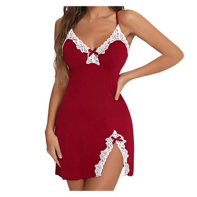 Vêtements de nuit pour femmes dentelle soie Satin chemise de nuit Lingerie Sexy sans manches chemises de nuit col en V chemise de nuit vêtements de nuit chemises de nuit 