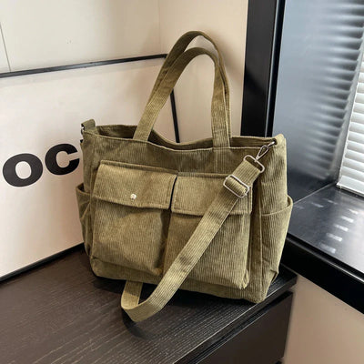 ADELINA™ | SAC CABAS EN VELOURS CÔTELÉ