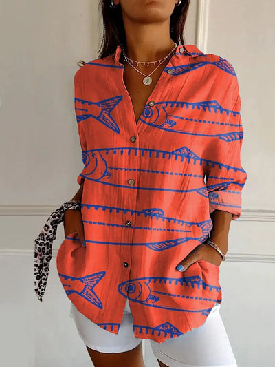 Luna - Lange Bluse mit Blumendruck