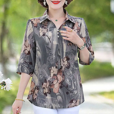Amelia - Vintage Blumen druck Blusen
